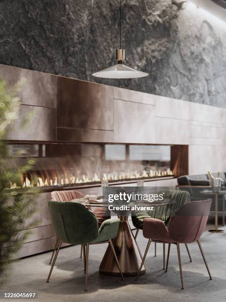luxury restaurant interior - modern restaurant interior stock pictures, royalty-free photos & images