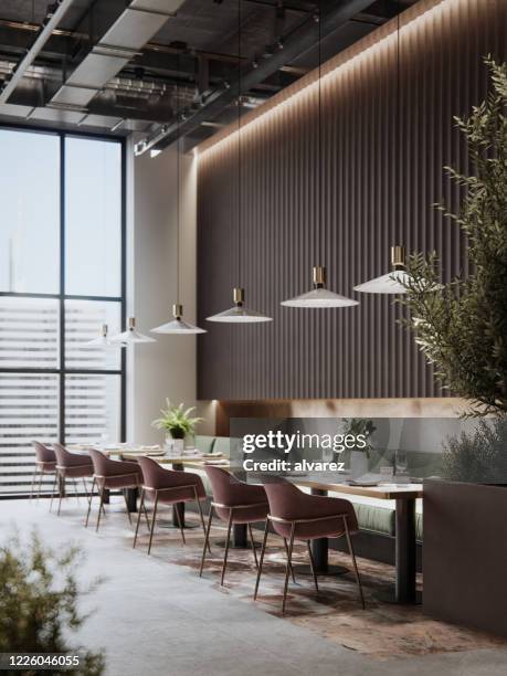 3d het teruggeven van een luxe restaurantbinnenland - indoor stockfoto's en -beelden