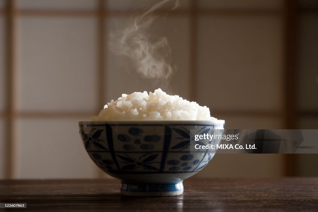 Steamed Rice in Rice Bowl