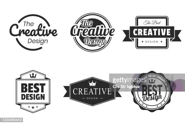 set of "creative design" black badges and labels - design elements - award logo stock illustrations