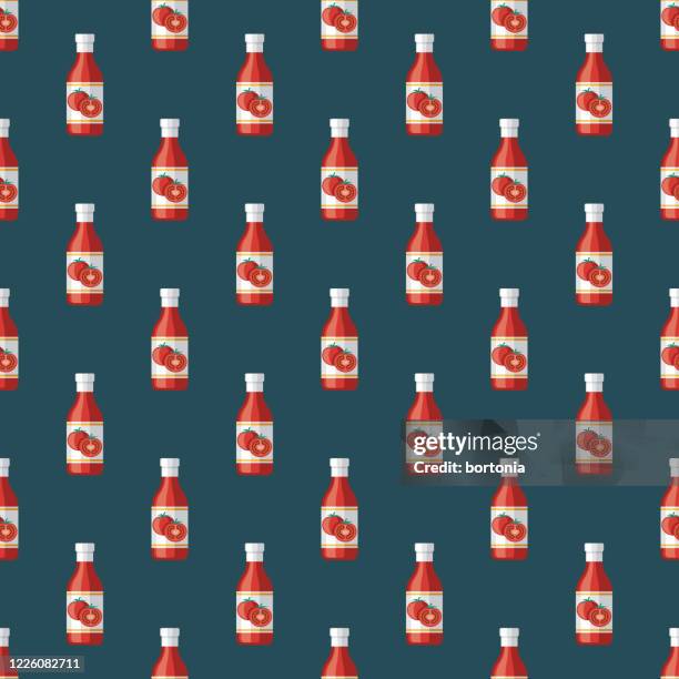 ketchup condiment pattern - ketchup bottle stock illustrations