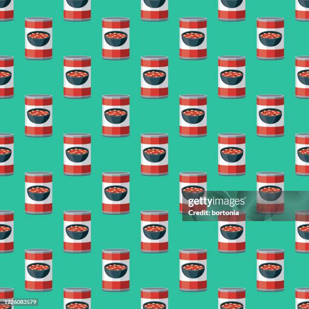 canned soup food pattern - canning stock illustrations