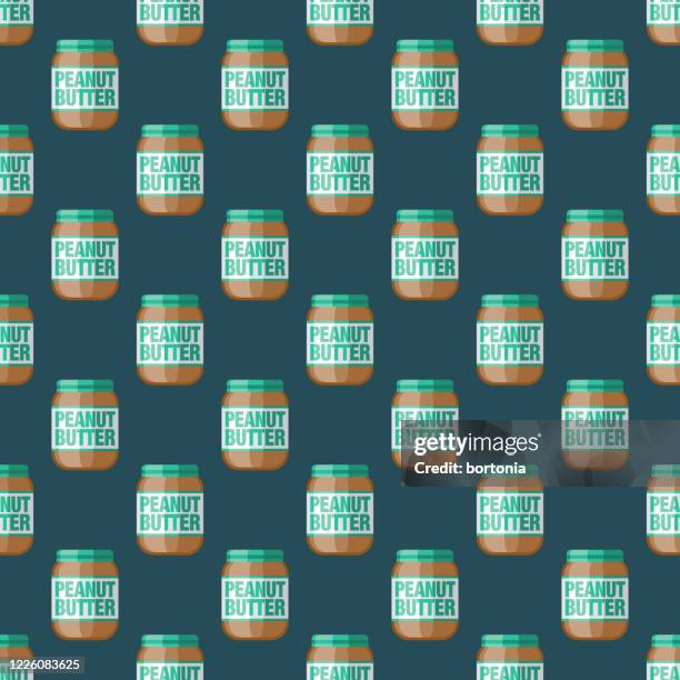 peanut butter condiment pattern - peanut butter jar stock illustrations
