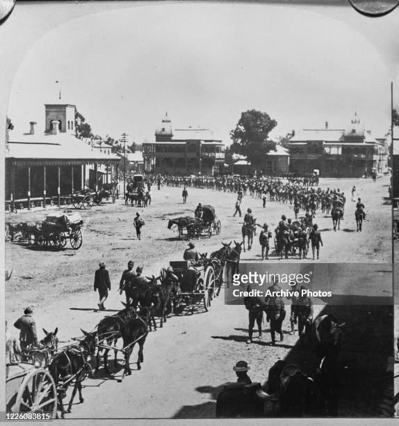 The British Army under General Lord Frederick Roberts captures Bloemfontein in the Free State of South Africa during the Second Boer War , 1900.