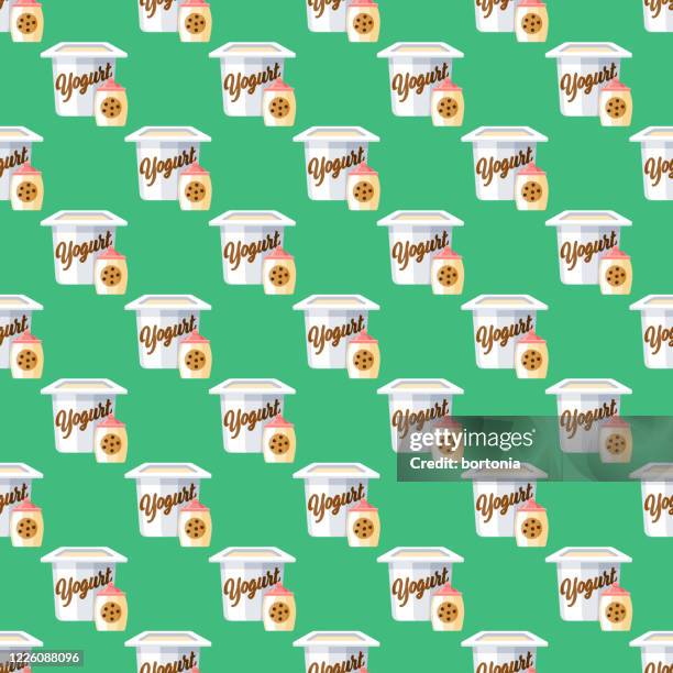 cookie dough yogurt pattern - chocolate chip cookie dough stock illustrations