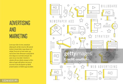 Advertising High Resolution Advertising And Marketing Related Line Design Style Web Banner Vector ...