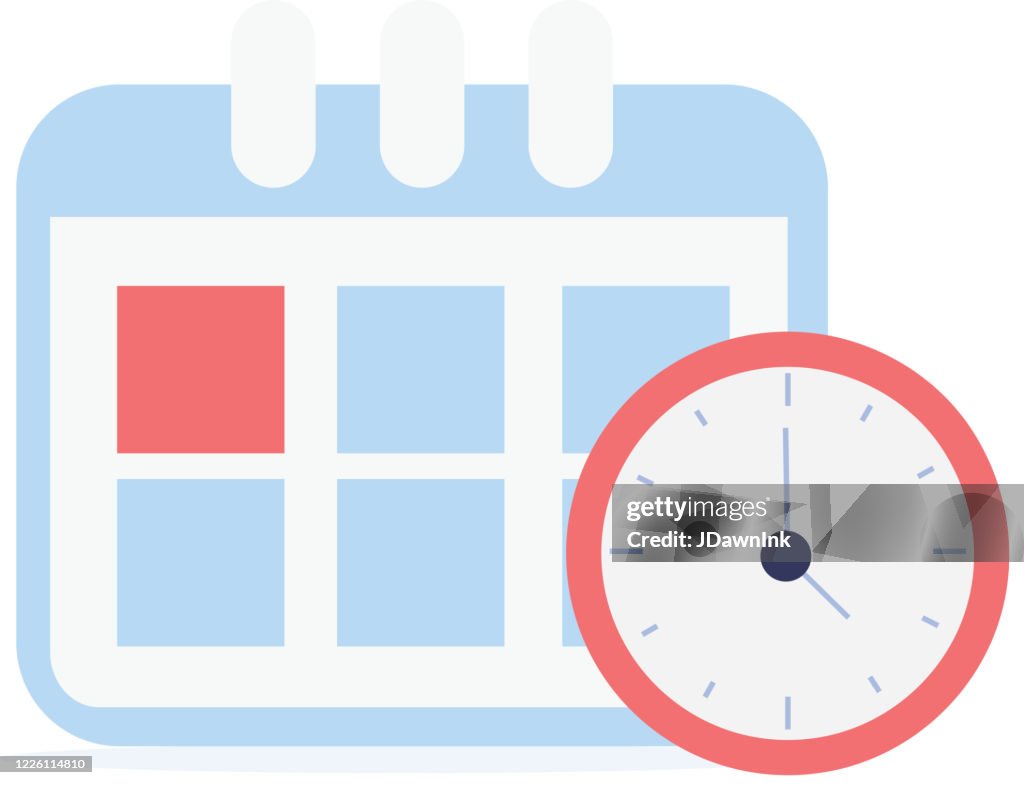 Time On Calendar Calendar And Clock Date And Time Concept High-Res Vector Graphic ...