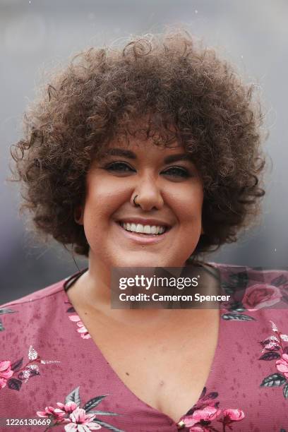 Casey Donovan poses during a media call to showcase how a drive-in live entertainment venue will operate ahead of its opening in July in the suburb...