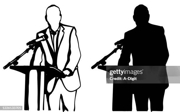 public address politician silhouette - politician speaking stock illustrations