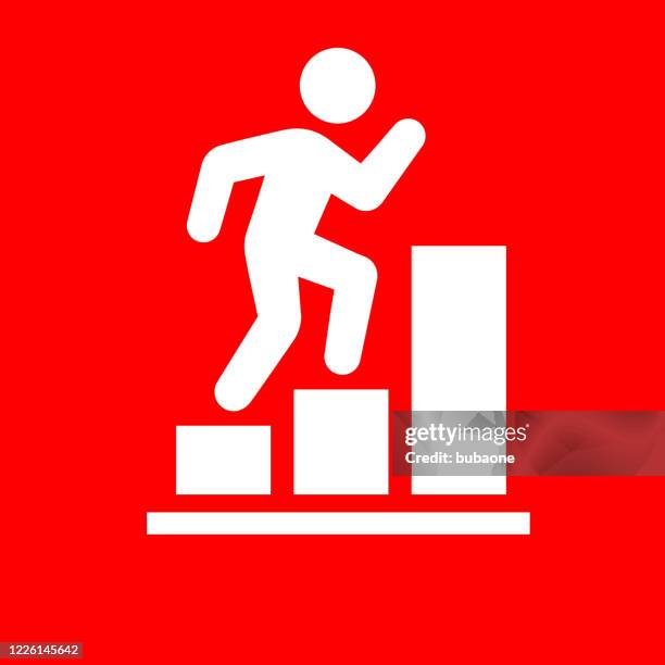 businessman climbing bar graph icon - climbing steps stock illustrations