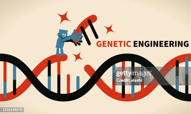 genetic engineering, gmo and gene manipulation concept - genetic screening stock illustrations