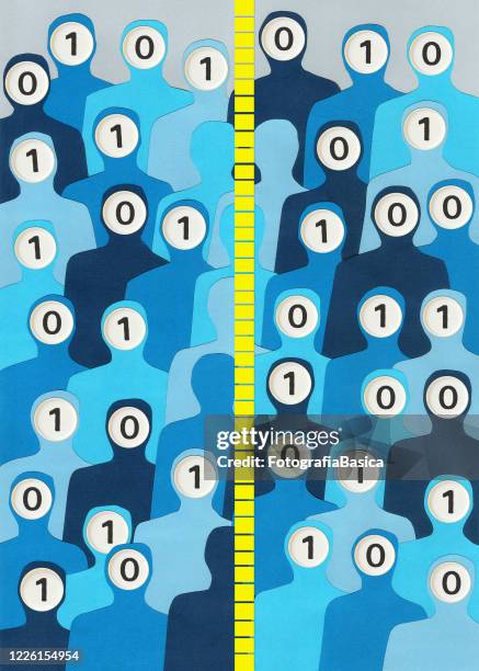 divided binary men - programming team stock illustrations