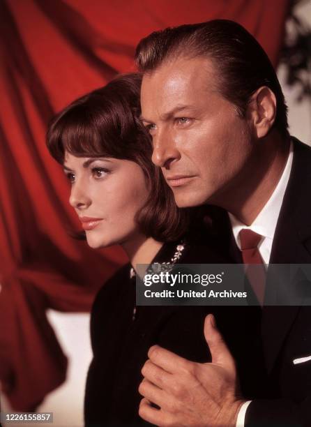 Deutschland 1962 / Harald Reinl LEX BARKER und KARIN DOR , Aufnahme zu 'Dr. Mabuse', 1962 38696.