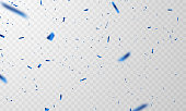 Celebration background template with confetti blue ribbons. luxury greeting rich card.