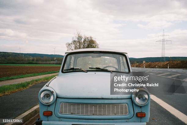 old vintage car produced in german democratic republic - east germany stock pictures, royalty-free photos & images