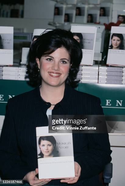 Former White House intern Monica Lewinsky attends an in-store appearance for her biography, 'Monica's Story' by Andrew Morton, at Brentano's...