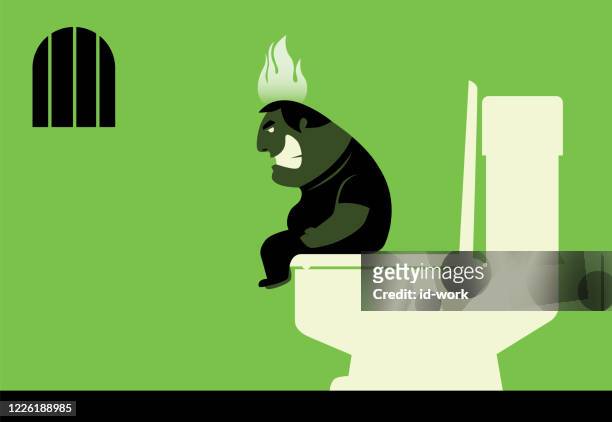 angry constipated man on fire - diarrhea stock illustrations