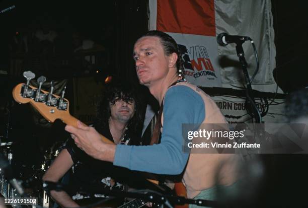 British guitarist Jimmy Page and American jazz bassist Jaco Pastorius performing live at the Lone Star Cafe in New York City, New York, 20th April...