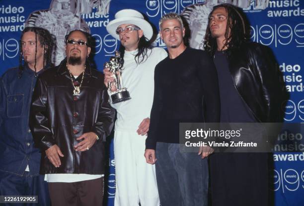 American rock band Korn attend the 16th Annual MTV Video Music Awards, held at the Metropolitan Opera House, part of the Lincoln Center in New York...