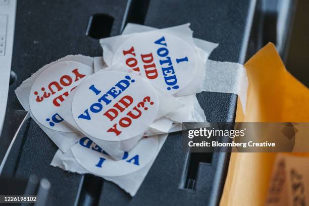 american voting sticker - voting sticker stock pictures, royalty-free photos & images