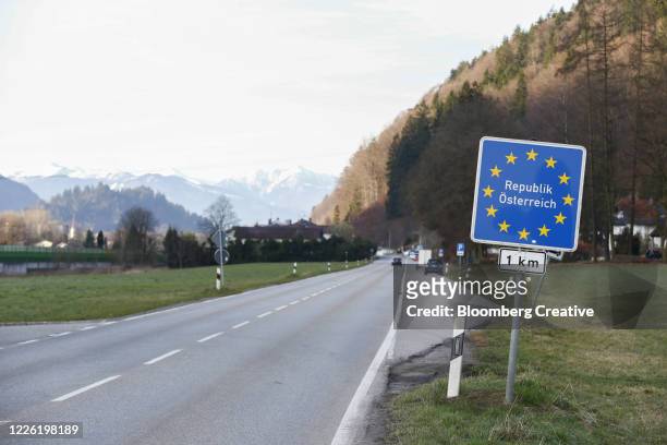 austrian border sign - austria border stock pictures, royalty-free photos & images