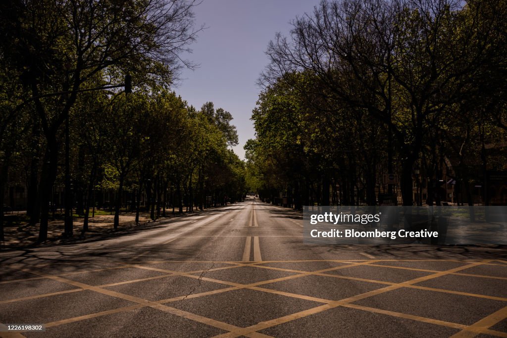 Empty Streets In Lisbon During Covid 19 Lockdown