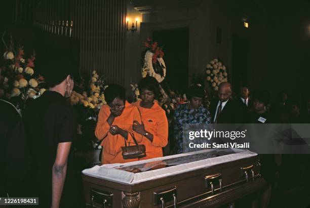Distraught mourners at the funeral of assassinated civil rights leader Martin Luther King Jr at the Ebenezer Baptist Church in Atlanta, Georgia, 9th...