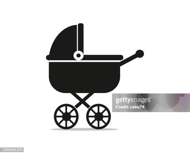 baby carriege icon. baby stroller silhouette - carriage stock illustrations