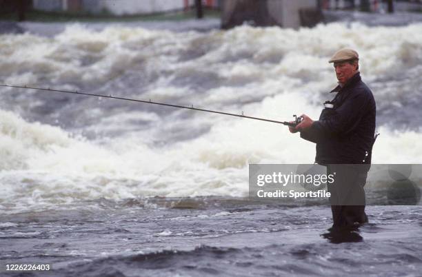 Galway , Ireland - 6 June 1993; Republic of Ireland manager Jack Charlton during a fishing trip to Galway.