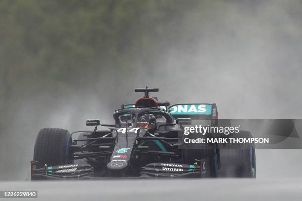Mercedes' British driver Lewis Hamilton during the qualifying for the Formula One Styrian Grand Prix on July 11, 2020 in Spielberg, Austria.
