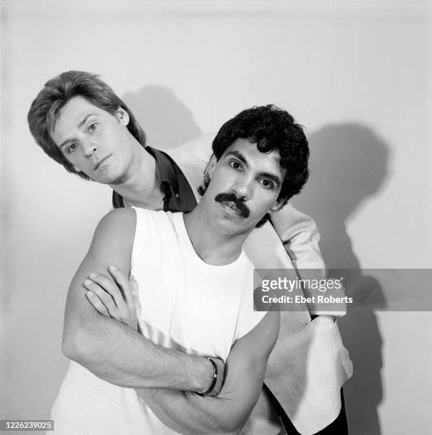 Daryl Hall and John Oates of American pop rock duo Hall and Oates, New York City, May 20, 1980.