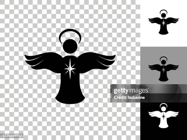 angel icon on checkerboard transparent background - angel white dress stock illustrations