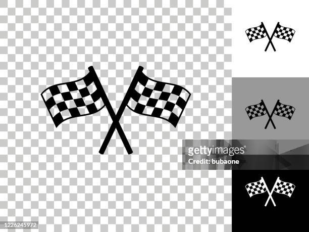 ilustrações de stock, clip art, desenhos animados e ícones de two racing flags icon on checkerboard transparent background - bandeira de chegada