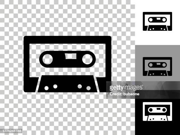 stockillustraties, clipart, cartoons en iconen met compact cassettepictogram op transparante achtergrond van het dambord - cassettebandje