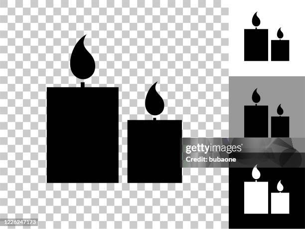 two lit candles icon on checkerboard transparent background - flames transparent background stock illustrations