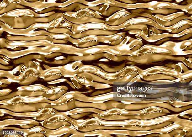 gold fluid melting waves flowing liquid motion abstract background - melting gold stock pictures, royalty-free photos & images