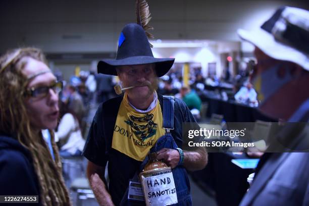 Willy Star Marshall , a delegate from Utah, converses with other delegates at the 2020 Libertarian National Convention at the Orange County...
