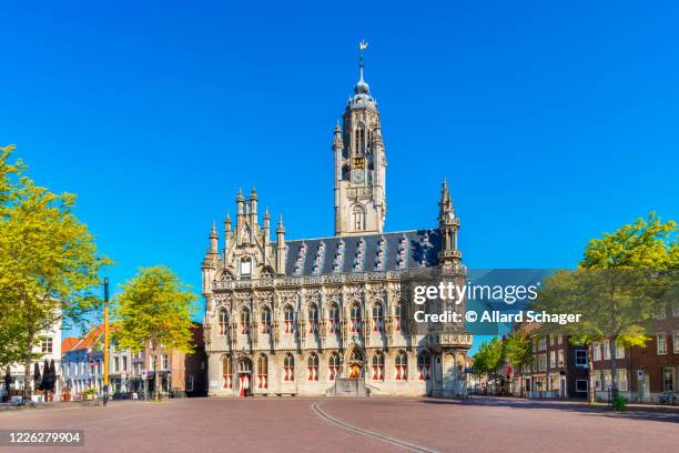 city hall of middelburg zeeland netherlands - middelburg netherlands stock pictures, royalty-free photos & images