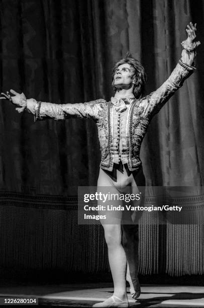 Russian-born French dancer Rudolf Nureyev takes a curtain call after his performance in the Royal Ballet's production of 'The Sleeping Beauty' at...