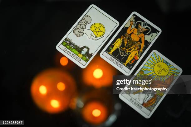 tarot during corona pandemic - tarot cards stock pictures, royalty-free photos & images