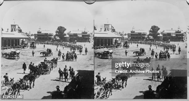 The British Army under General Lord Frederick Roberts captures Bloemfontein in the Free State of South Africa during the Second Boer War , 1900.