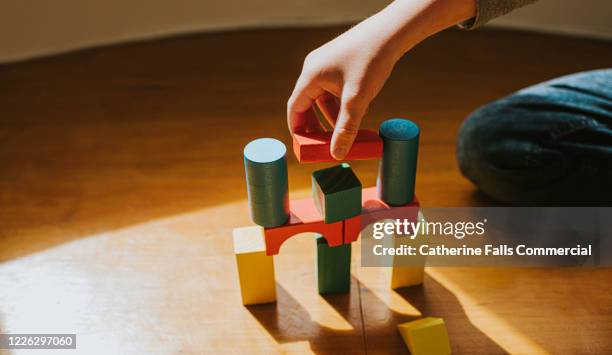 building block bridge - child and blocks stock pictures, royalty-free photos & images
