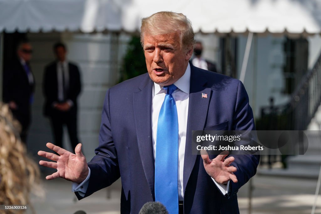 President Trump Departs The White House En Route To Walter Reed National Military Medical Center