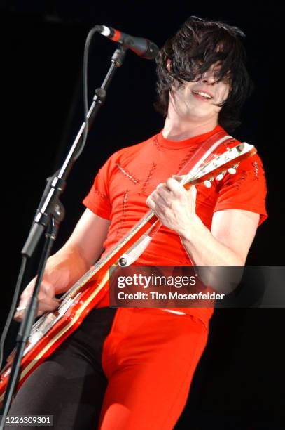 Jack White of White Stripes performs during Coachella 2003 at the Empire Polo Fields on April 27, 2003 in Indio, California.