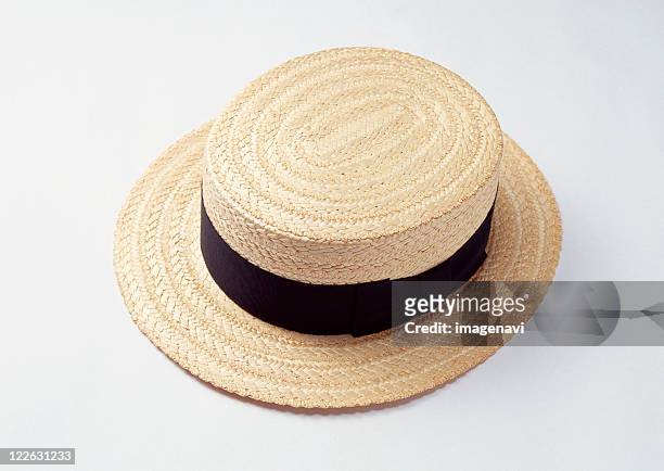 hat - straw boater hat photos et images de collection