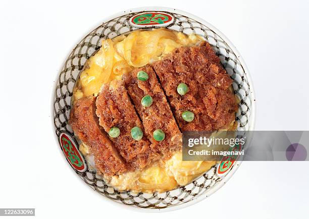 pork cutlet on rice - tonkatsu stock pictures, royalty-free photos & images