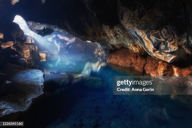 interior of hot springs in grjótagjá cave, northern iceland - grjótagjá cave stock pictures, royalty-free photos & images