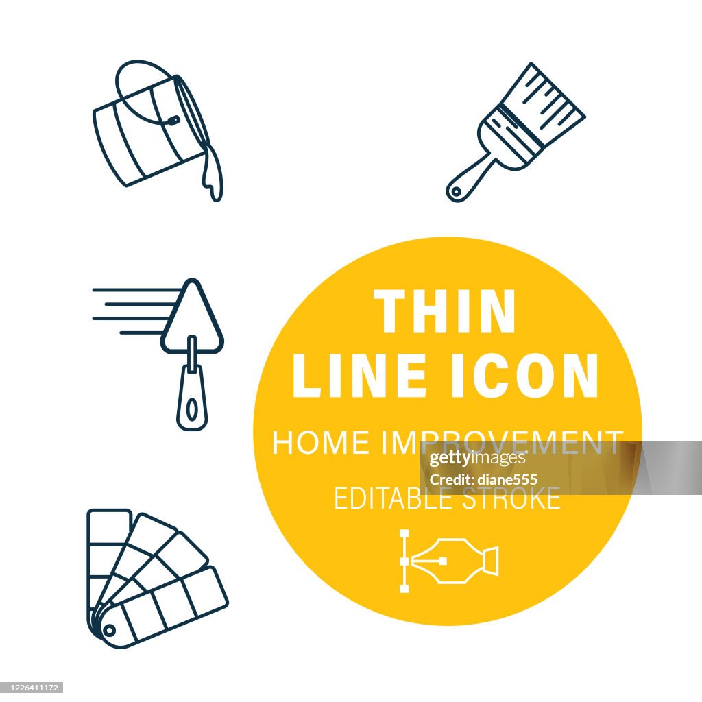 Thin Line Interior Design DIY Icon Set