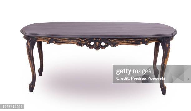 retro style living room table isolated on white background - tavolino di servizio foto e immagini stock