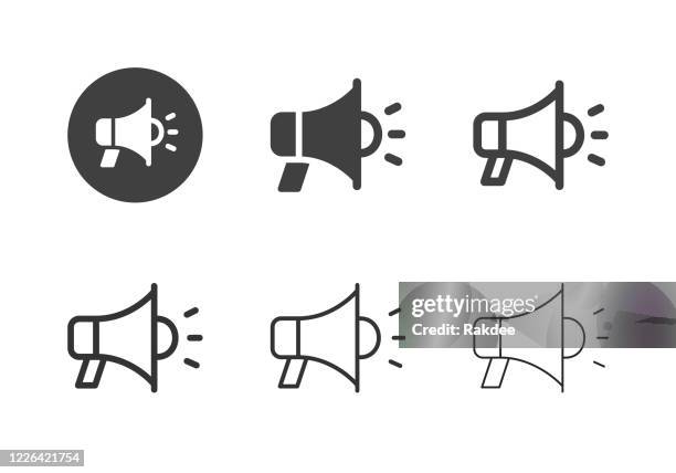 ilustrações de stock, clip art, desenhos animados e ícones de megaphone icons - multi series - anúncio